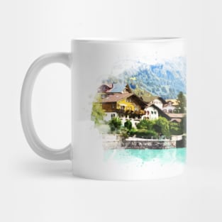 Swiss Alps Watercolor Mountains Landscape Art / Switzerland Mug